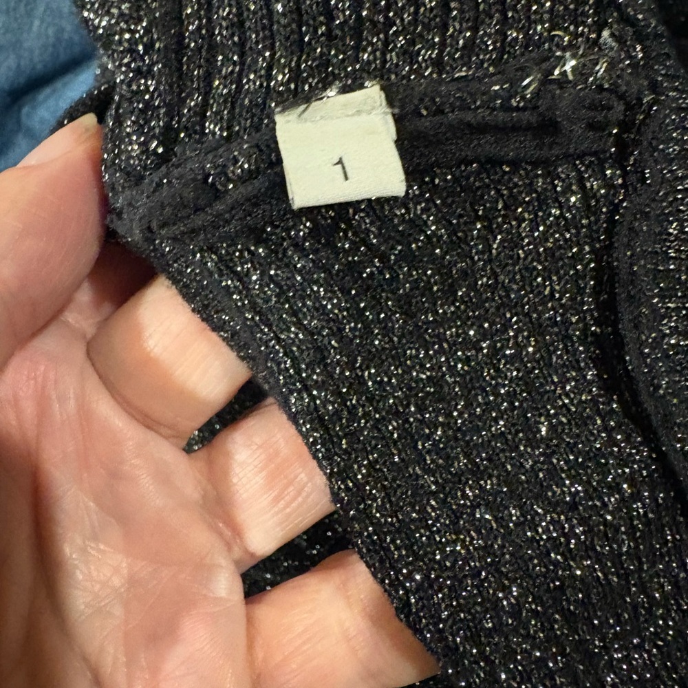 Sandro knit midi  black metallic fit and flare dress sz 4 small - Picture 4 of 6